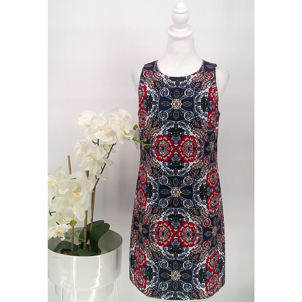 Vince Camuto Womens Multicolor Printed Jacquard Sleeveless Shift Dress Size 6